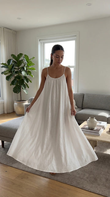 Premium Soft Flow Lounge Maxi Dress WHITE