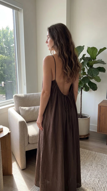 Premium Soft Flow Lounge Maxi Dress BROWN