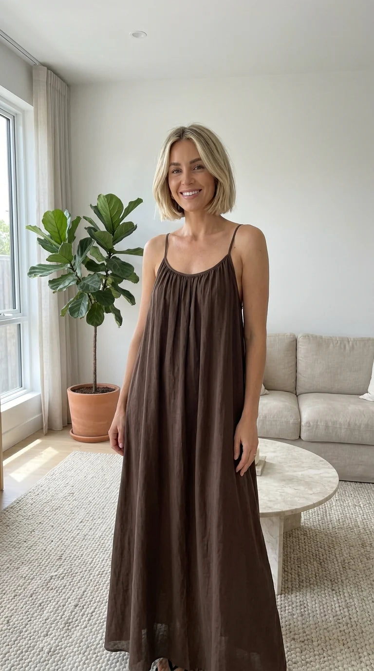 Premium Soft Flow Lounge Maxi Dress BROWN